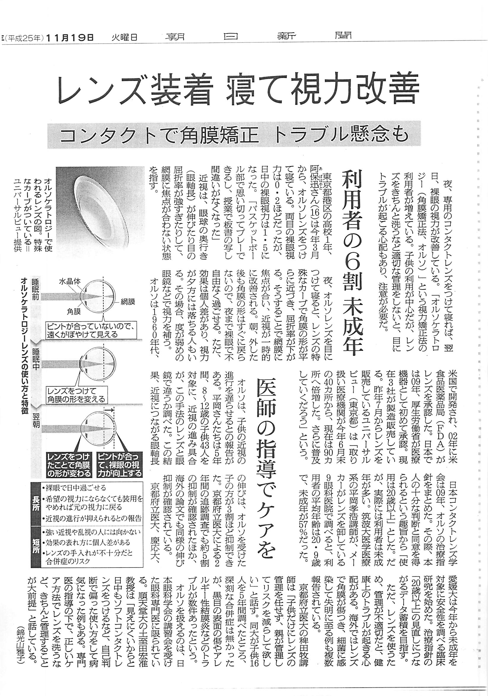 2013年11月19日朝日新聞